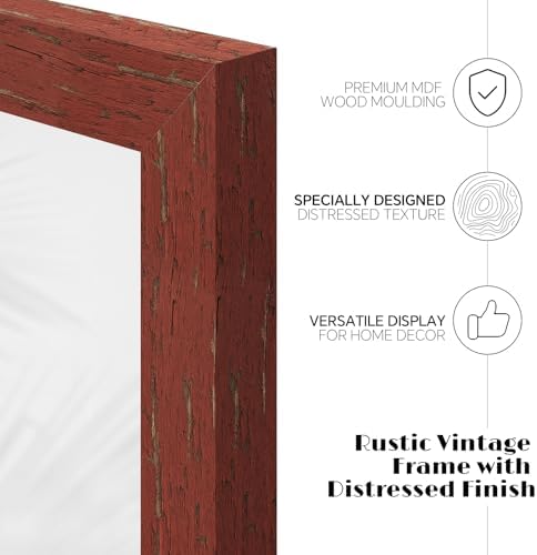 puthiac 8x10 Rustic Farmhouse Picture Frame, Barn Red, 1 Pack - Image 2