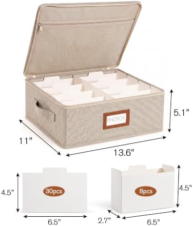 Photo Storage Box, 2000 4x6 Photo Organizer with 8 Dividers, Brown - Image 4