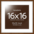 Homeforia 16x16 Brown Oak Picture Frame, High-End Wood, 12x12 Mat, Glass by Homeforia