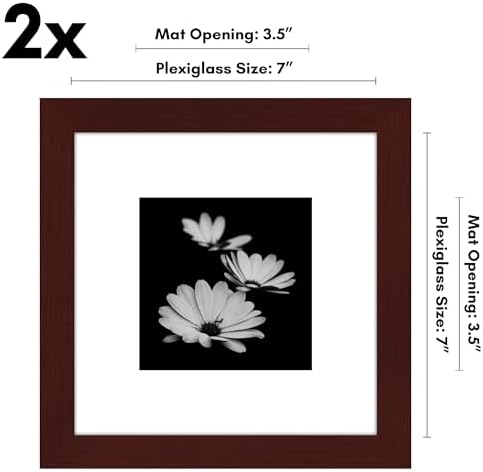 Americanflat 7x7 Picture Frame 2-Pack - Matted to 4x4 - Mahogany - Image 2