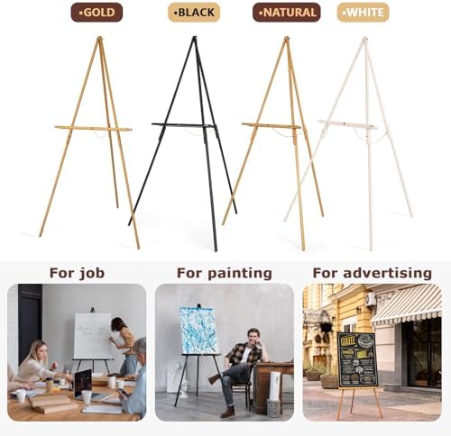 VISWIN 3Pcs 63" White Easel Stand for Wedding Signs, Adjustable Wooden Display Easel with Holder, Tripod Floor Easel for Welcome Board, Poster, Picture, Photos, Paintings - Image 5