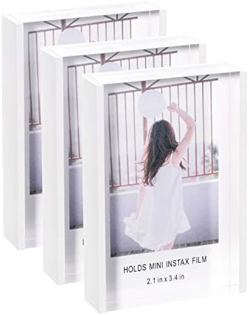 Cute Instax Mini Photo Frames, 2x3 Polaroid Picture Frames, Acrylic Desktop Small Picture Frame for Fujifilm & Polaroid Film, Mini Instant Photos Display Holder for Home, Office Decoration (3 Pack) by Janaden