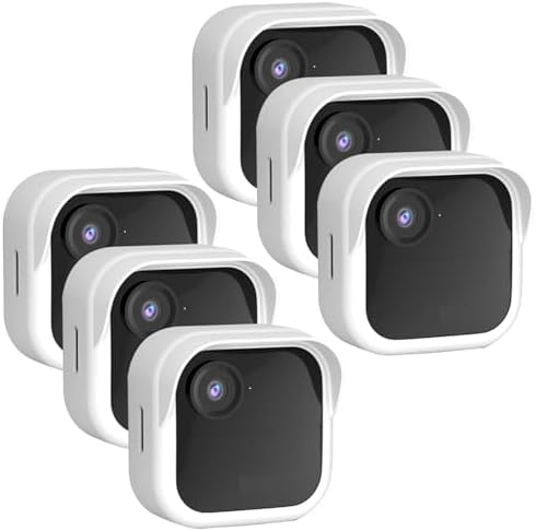 Silicone Case Cover for All-New Blink Outdoor 4 (4th Gen) - Weatherproof Protective Skin Cover with Hat Brim for All-New Blink Outdoor 4 & 2K Smart Security Camera (White, 6 Pack) by QOPOTO