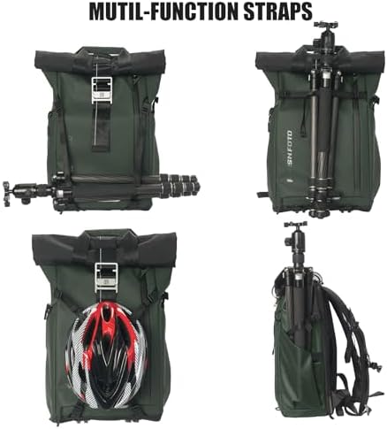 Besnfoto Camera Backpack, Waterproof Travel Camera Bag for Photographer Expandable Roll Top Photography Case for DSLR SLR Mirrorless Camera Fit up to 15.6 inch Laptop with Rain Cover - Image 4