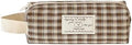 Monolike Unmatched Friends Fabric Check Block Pencil Case, Vintage brown - Aesthetic Gingham Pastel Desk Organizer, Soft Padded Makeup Brush Case, Trendy Minimalist Stationery Pouch by Onlythingsilike