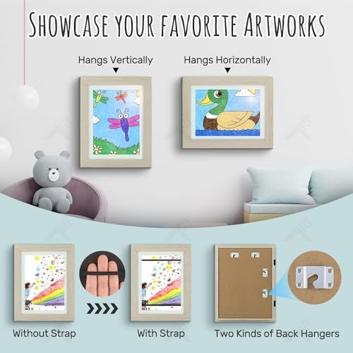 4 Pack 9x12 Front-Opening Kids Artwork Frames Changeable (Grey) - Image 2