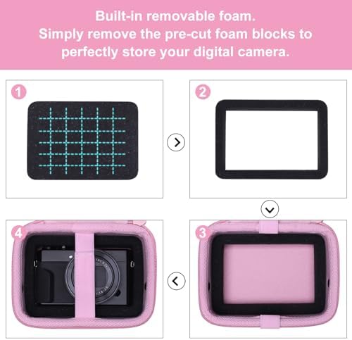Camera Case Bag Compatible with Canon PowerShot G7 X Mark III, Mark II, SX740 HS, Sony ZV-1, KODAK PIXPRO WPZ2 Digital 4K Vlogging Camera, Point and Shoot 4K Video Camera Bag, Pink (Case Only) - Image 4