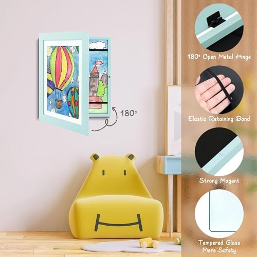 4 Pack 10x12.5 Front-Opening Kids Artwork Frames Changeable (Light Blue) - Image 6