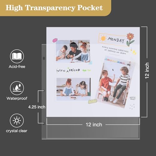 Mublalbum 12x12 Inch 3 Ring DIY Scrapbook Photo Album 40 Pages, Red - Image 4
