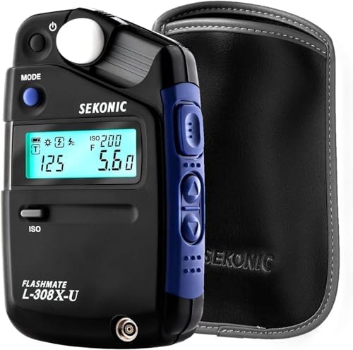 Sekonic L-308X-U Flashmate Light Meter, Compact Digital Incident & Reflected Exposure Meter with Photo, Cine & HD Cine Modes, LCD Auto Backlight, Illuminance Measurement, Pocket-Sized Design by Sekonic