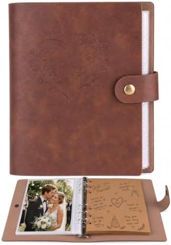 Small Photo Album 4x6 60 Photos, Albums 6 Ring DIY Scrapbook with 20 Writing kraft paper Baby Picture Album Scrapbook Photo Album with Metal Clasp (Heart, 4x6-60 Pockets) by LUOCCHI