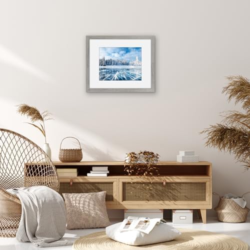 Americanflat 16x20 Poster Frame - Matted to 11x14 - Grey Wood - Image 6