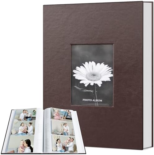 Popotop Photo Album 4x6 300 Photos with Writing Space, Leather Cover Album with Display Picture Window, Photo Book for Wedding Family Baby Gift by Popotop