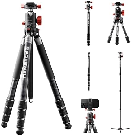 The Real Multi-Tripod 5-in-1- Carbon Fiber Design for Cameras & Smartphones, Tripod, Monopod, Trekking Pole, Desktop Mode – Up to 20kg Payload by Freewell