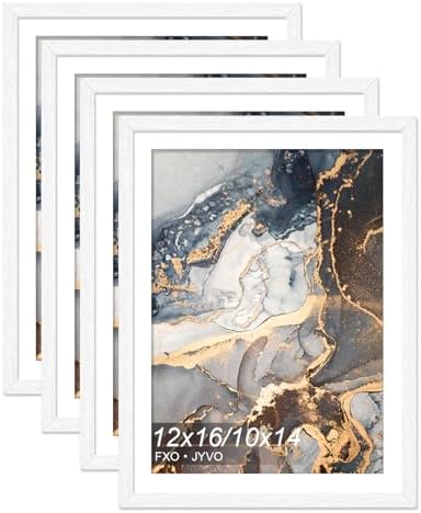 12x16 Frame Set of 4 for Diamond Art Painting 30x40cm Engineered Wood White by Fxojyvo