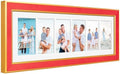 Suede 8x26 Picture Frame Display 6 Opening 4x6 Picture Frames Collage Wall Decor with Mat,Multi Photo Frame for Plexiglass,Wall Decor,1Pack,Red by AnoziebyProductsunder