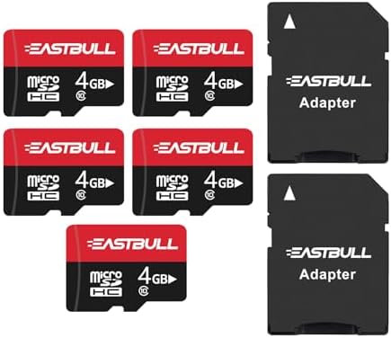 4GB 5-Pack of Micro SD Cards, EASTBULL 4GB SD Card Pack with 2 Adapters by EASTBULL