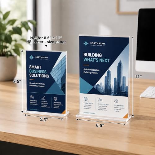 xydstay 5.5 x 8.5 Acrylic Sign Holder 6 pack, Clear Table Display Stand - Image 4