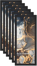 Fxojyvo 8x20 Picture Frame Set of 6 Black Engineered Wood Wall Hanging by Fxojyvo