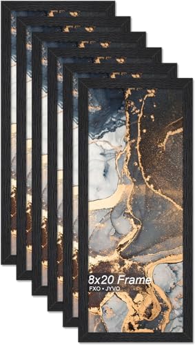 Fxojyvo 8x20 Picture Frame Set of 6 Black Engineered Wood Wall Hanging by Fxojyvo