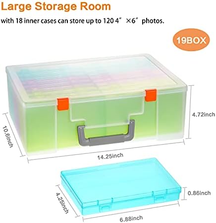 Photo Storage Box 4x6, 18 Inner Extra Large Photo Case Large Photo Organizer Acid-Free Photo Box Storage Photo Keeper Photo Storage Case, Plastic Craft Storage Box for Photo Stickers Stamps Seeds - Image 3