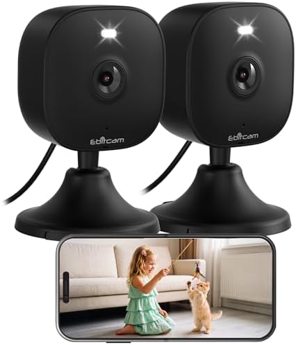 2K Cameras for Home Security, Plug-in Security Camera Outdoor/Indoor w/Color Night Vision&Motion Detection for Baby/Pet/Vehicle Monitor, 5G/2.4GHz Dog Camera w/2-Way Audio/Cloud&SD Card Storage by Ebitcam