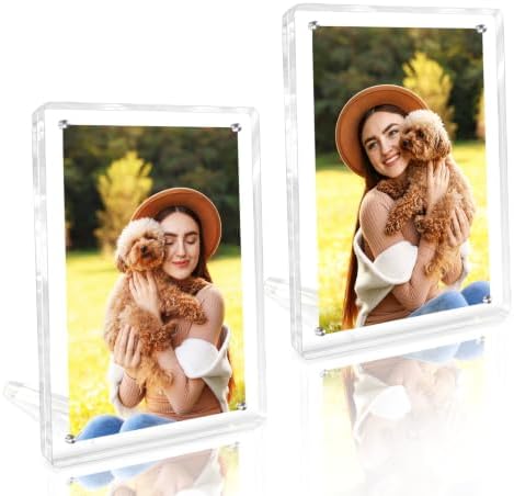 WeRock 2 Pack 4x6 Acrylic Picture Frames, Clear Picture Frames with Stand Magnetic Frame Acrylic Lucite Frameless Transparent Gift for Home Office Display Decor for Photos Certificates by Unknown