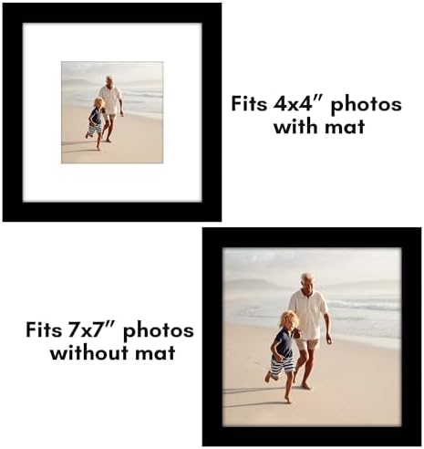 Americanflat 7x7 Picture Frame 2-Pack - Matted to 4x4 - Black - Image 6