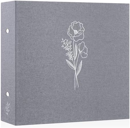 Lanpn 10x10 inch Scrapbook Photo Album, Linen Cover Archival Acid Free Top Load 3 Ring Folder Binder Photo Book 10 x 10 with 30 Plastic Sleeves 60 Pages (Grey) by Lanpn
