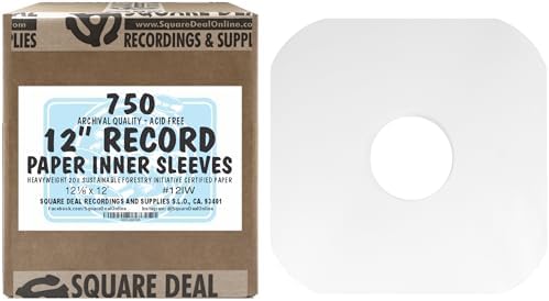 (750) Archival Quality Acid-Free Heavyweight Paper Inner Sleeves for 12 inch Vinyl Record Albums #12IW by SquareDealRecordingsSupplies