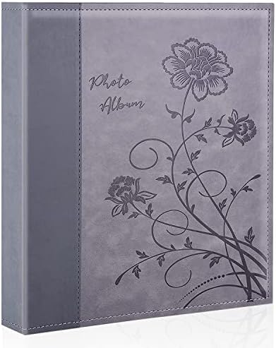 Photo Album 8x10 Clear Pages Pockets Leathe Cover Slip Slide in Photo Album Holds 100 Vertical 8x10 Photos Picture Book for Wedding Family (Grey) by Miaikoe
