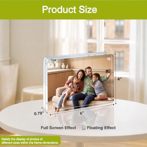 Egofine 4x6 Acrylic Frame, 20mm Thicker Frameless Clear Picture Frame - Image 2