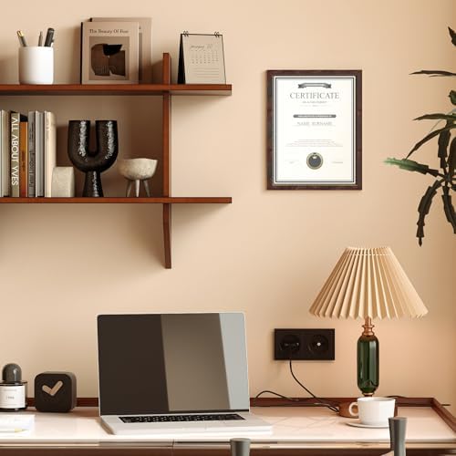 8.5x11 Picture Frame Set of 6, Certificate Document Frame, Diploma Frame, Display Pictures 8.5x11 Without Mat, Brown - Image 5