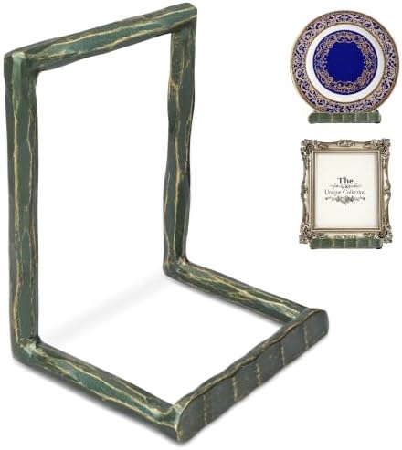 BEGINS Plate Stands for Display Hand-Forged, Solid Vintage 8-Inch Plate Display Stand, Decorative Metal Plate Holder for Book, Platter, Plaque, Photo Frame, Tabletop Art (Sage Green) by BEGINS