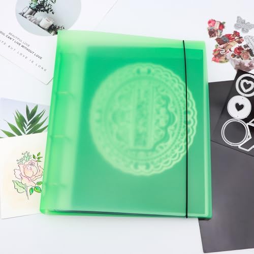 A4 Dies and Stamps Storage Book Binder Folder, Page Protectors Pockets Inserts Organizer for Cutting Dies Stencil Album Stamp Crafts, 1Pcs Green Storage Book Cover & 20 Inserts with 1/2/3/4 Pockets - Image 5