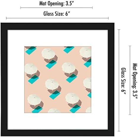 Americanflat 6x6 Picture Frame with Shatter-Resistant Glass - Use as 4x4 Frame with Mat or Display 6x6 Photo Without Mat - Streamline Collection - Square Frames for Tabletop or Wall - Black - Image 2