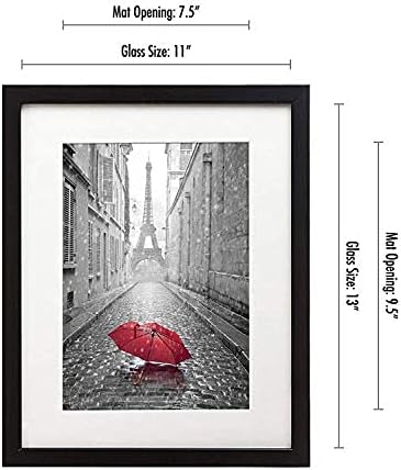 Americanflat 11x13 Picture Frame with Shatter-Resistant Glass - Use as 8x10 Frame with Mat or Display 11x13 Photo Without Mat - Signature Collection - Picture Frames for Wall Display - Black - Image 6