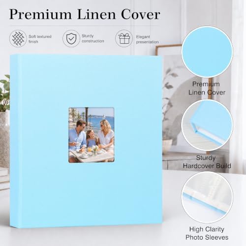 Aevdor 11x14 Photo Album and Art Portfolio, 64 Photos, Linen Cover, Blue - Image 4