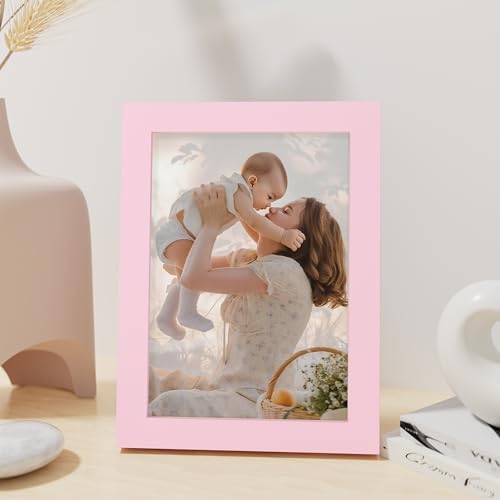 Vittanly 5x7 Picture Frame Made of Solid Wood for Wall or Tabletop, Pink - Image 4