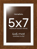 Homeforia 5x7 Brown Oak Picture Frame, High-End Wood, 4x6 Mat, Glass by Homeforia