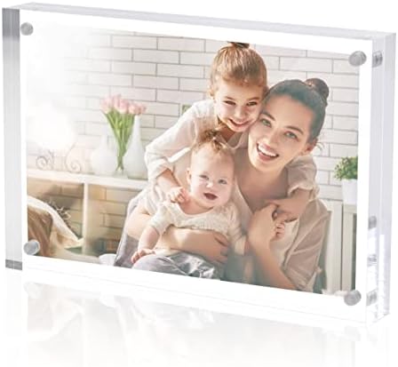 Sezanrpt Acrylic Picture Frames 5x7 Free Standing, Clear Crystal Double Side Magnets 5'' x 7'' Picture Frame, Office Desktop Magnetic 5x7 Lucite Photo Frame for Booth Display, Brand Advertiser… by Sezanrpt