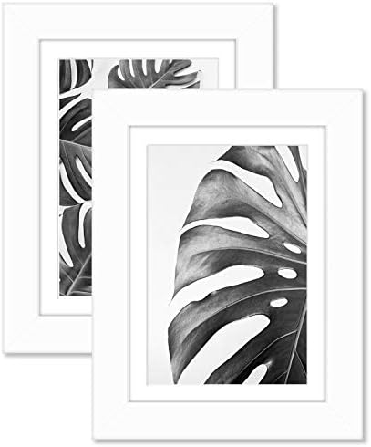 Americanflat 5x7 Picture Frame with Shatter-Resistant Glass - Set of 2 - Use as 4x6 Frame with Mat or Display 5x7 Photo Without Mat - Signature Collection - Picture Frames for Tabletop or Wall - White - Image 7
