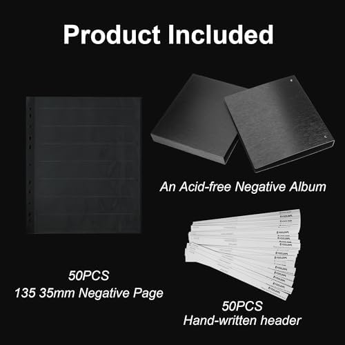 Acid-Free Film Protectors Storage Box Set 3-Ring Film Negative Holder for Standard 135 35mm Negative Page Film Pouch (50 * 135 Acid-Free Negative Pages) - Image 6