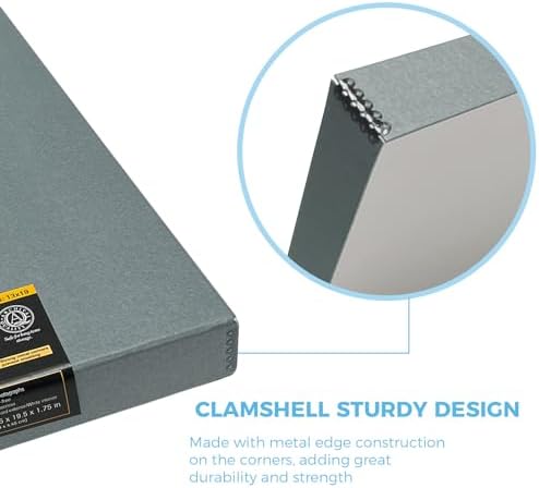 Lineco Clamshell Archival Storage Box, 13.5x19.5x1.75 Inch, Gray - Image 4