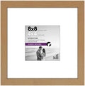 Americanflat 8x8 Picture Frame with Shatter-Resistant Glass - Use as 4x4 Frame with Mat or Display 8x8 Photo Without Mat - Signature Collection - Square Frames for Tabletop and Wall - Dark Oak by Americanflat