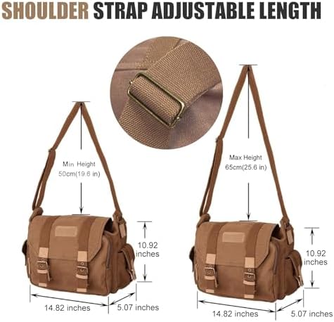 Cwatcun Camera Case Canvas Shoulder Bag with detachable insert Case Shockproof Camera Messenger Bag for Canon Sony Nikon DSLR/SLR, Mirrorless Camera Bag with Tripod Holder for Men Women (Color:Brown) - Image 5