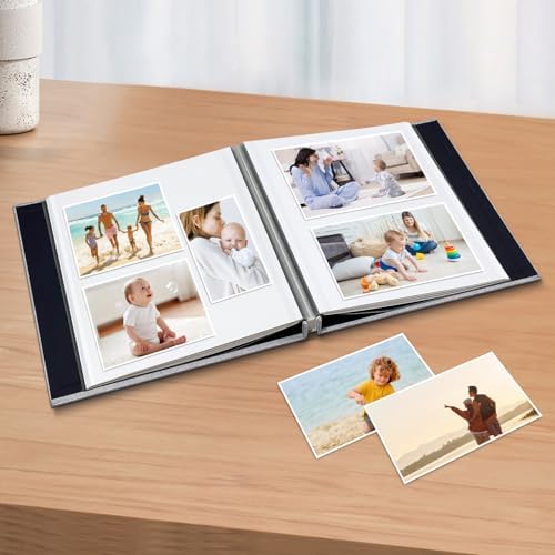 Photo Album Scrapbook – Holds 4x6, 5x7 & 8x10 Pictures – Self-Adhesive Pages for Baby, Wedding, Travel & Family Memories | Includes Metallic Pen & Scraper/Light Grey Large DIY Memory Book for Gifts - Image 2