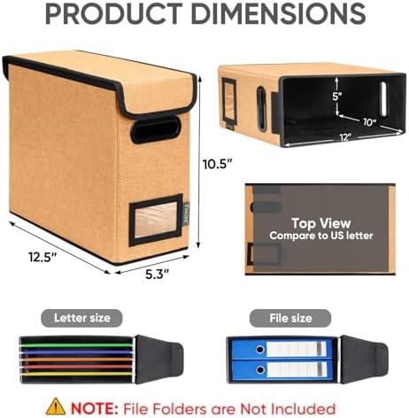 BALEINE File Organizer Box with Lid, Collapsible Hanging File Storage Box - Image 2