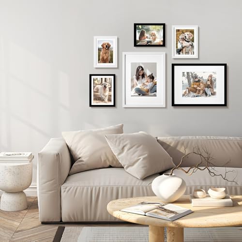 5x7 Picture Frame Set of 6, Display 4x6 with Mat or 5x7 Without Mat, Photo Frames for Wall Mounting or Table Top Display,Collage Wall Decor Gallery Wall Frame Set,White - Image 5