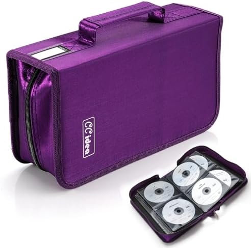 CCidea CD Case DVD Storage Holder, 128 Capacity DVD Cases Organizer CD Plastic Protective Carrying Binder,Portable Cd Wallet for Home Travel (Purple) by CCidea